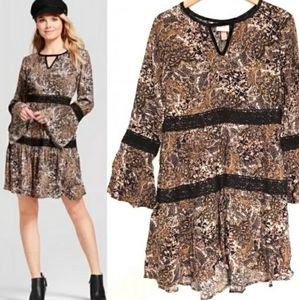 [Knox Rose] Bohemian Paisley and Lace Dress